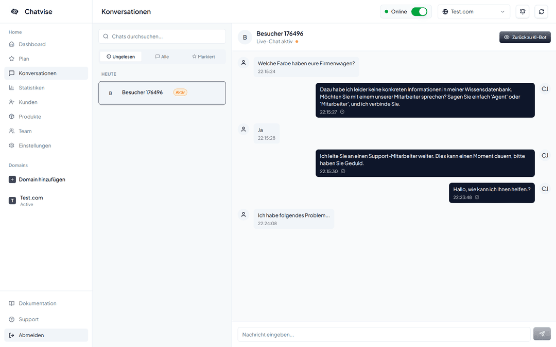 Live-Chat Übernahme