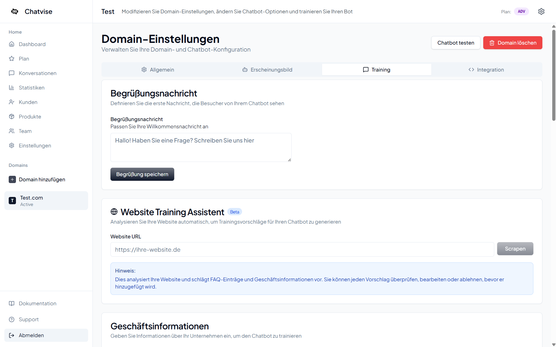 Intelligentes Website-Training